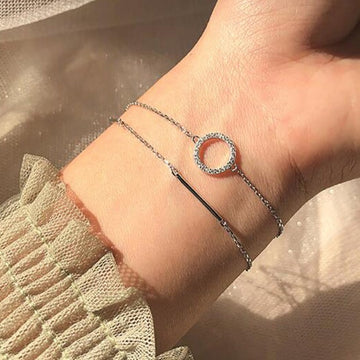Round Geometric Double Bracelet