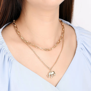 Elephant 2-layer Pendant Necklace