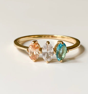 Tricolor Gemstones Ring