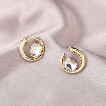 Irregular Gold Crystal Earrings