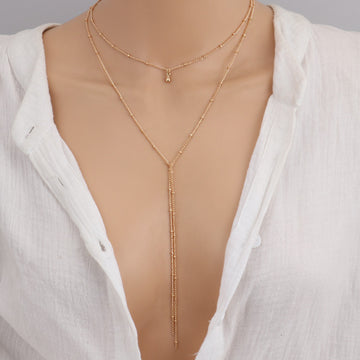 Double Layer Gold Drop Necklace