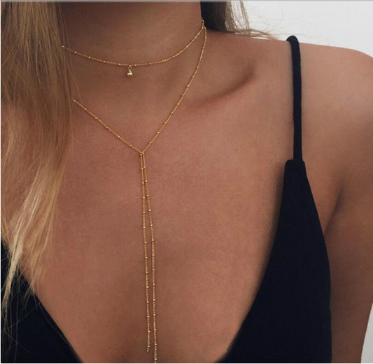 Double Layer Gold Drop Necklace