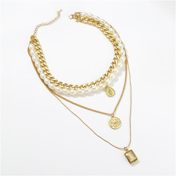 Multilayer Gold & Pearl Necklace